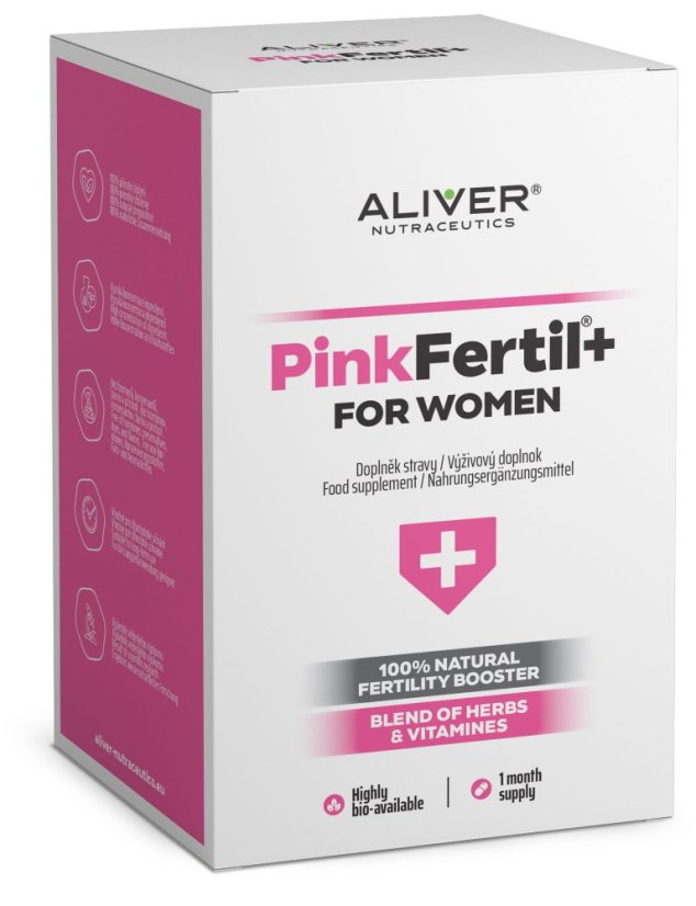 ALIVER - Pinkfertil +Plus - FOR WOMEN - 100% NATURAL FERTILITY BOOSTER, BLEND OF HERBS & VITAMINES