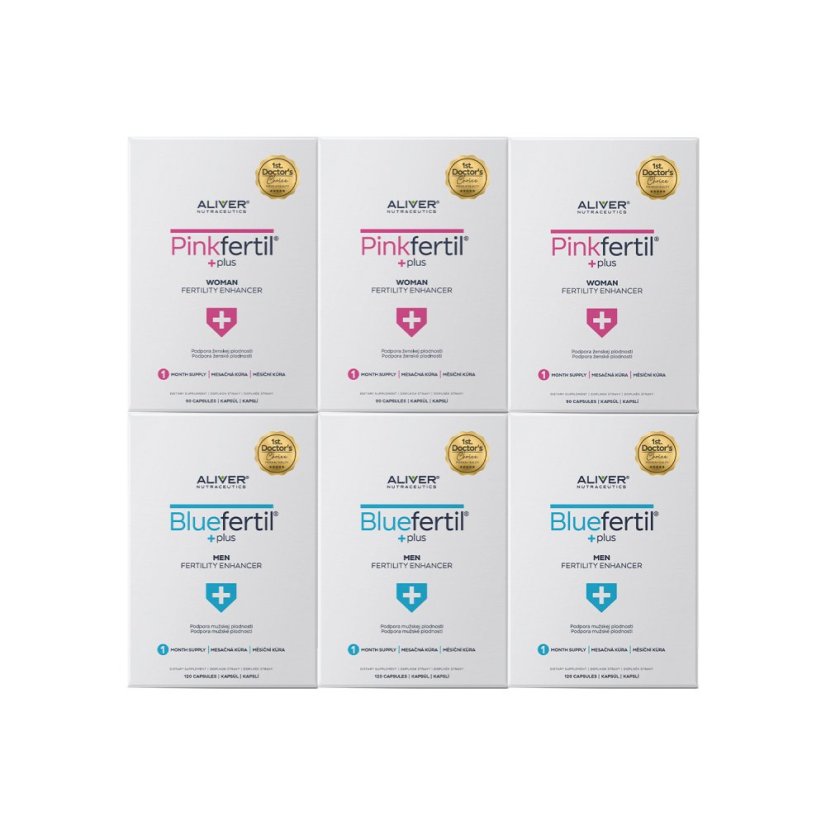 Partnerská tříměsíční kúra - 3x PinkFertil Plus + 3x BlueFertil Plus