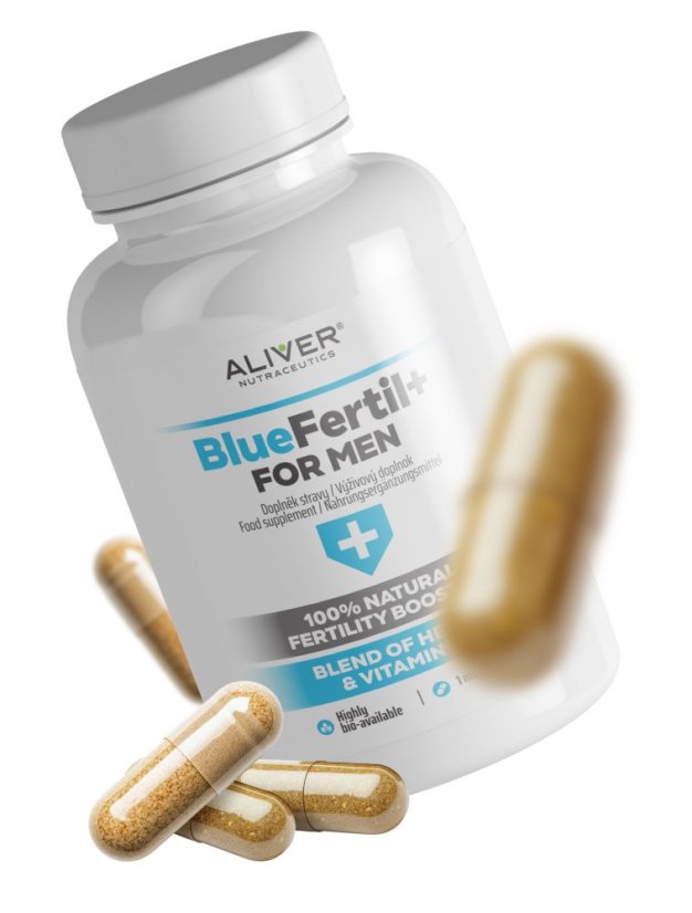 ALIVER - Bluefertil +Plus - for MEN - 100% Natural fertility booster Blend of herbs & vitamins 120 cps / 600 mg