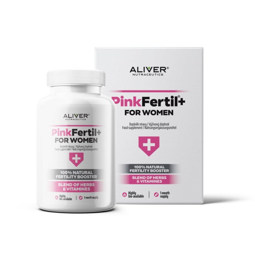 ALIVER - Pinkfertil +Plus - FOR WOMEN - 100% NATURAL FERTILITY BOOSTER, BLEND OF HERBS & VITAMINES