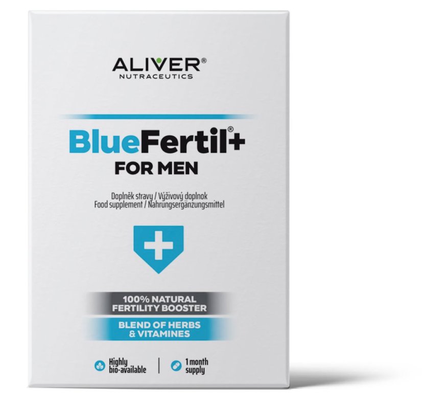 ALIVER - Bluefertil +Plus - for MEN - 100% Natural fertility booster Blend of herbs & vitamins 120 cps / 600 mg