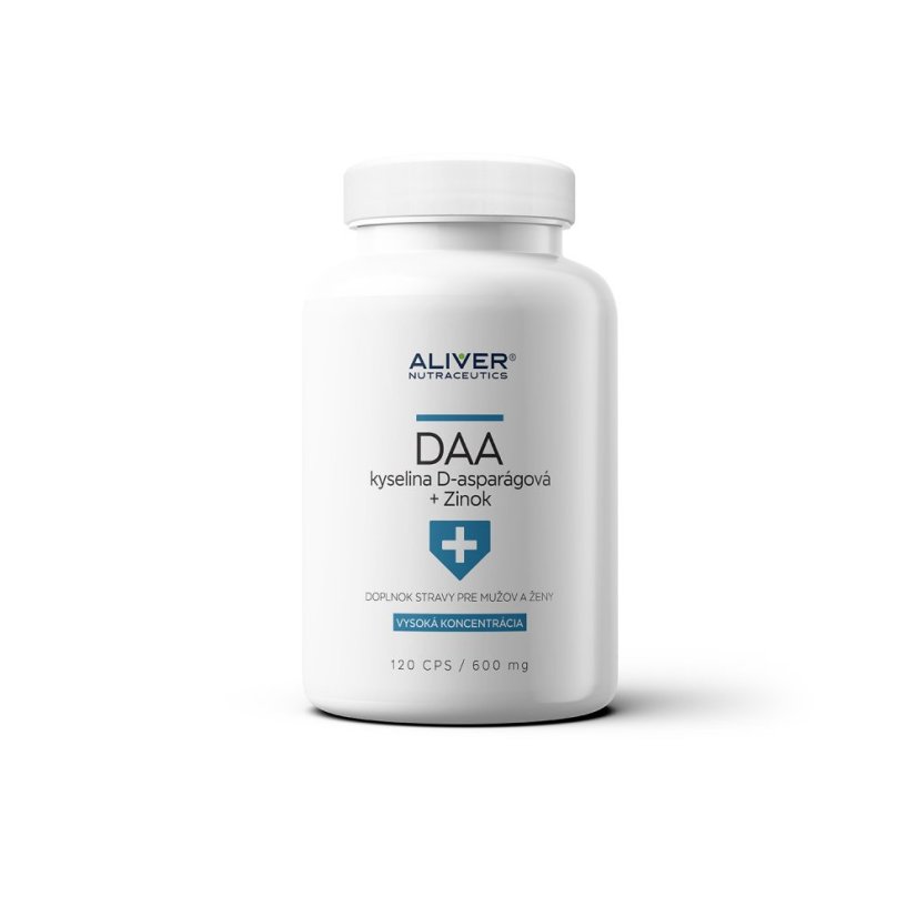 ALIVER DAA - kyselina D-asparágová + Zinok, Kapsule (120cps / 600mg)